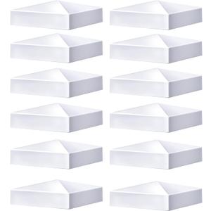 Taiyin 12 Pcs Pyramid White PVC Vinyl Post Top Caps, Fence and Deck Post Caps for Vinyl Fence Posts (6 x 6 Inch)