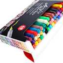 POMAC 48 Colors Acrylic Paint Markers, Water-Based Acrylic Pens Brush Tip, Art Drawing Liquid Paint Pens for Fabric, Canvas, Rock, Glass, Wood, Paper, DIY Crafts and Art Supplies