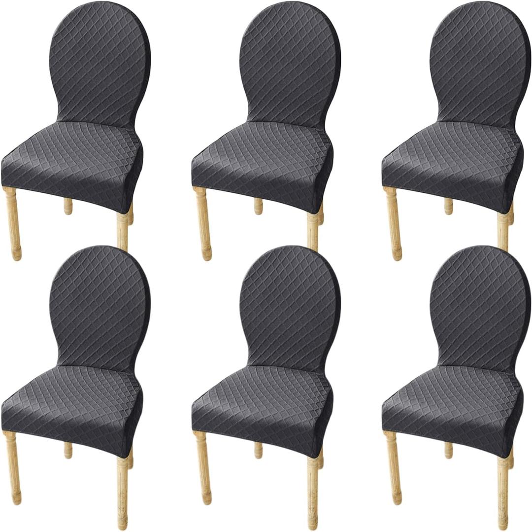 Round Back Dining Chair Cover Set of 2/4/6 Stretch Chair Cover for Dining Room Kitchen Elastic Fitting Dining Chair Covers Solid Color Dining Chairs Slipcovers Chair Protector Cover for Hotel