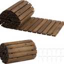 12FT Wooden Garden Pathway, Outdoor Roll Out Decorative Garden Walkway, Weather-Resistant Non-Slip Hardwood Pathway for Backyard, Beach, Wedding Party Paths