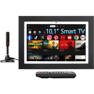 10.1" Compact Smart TV with Built-in ATSC Tuner, Stream Apps via WiFi, Digital Calendar, Photo Frame & Video Call – MINI Touchscreen TV for Kitchen, RV & Bedroom, Designed for Small Spaces