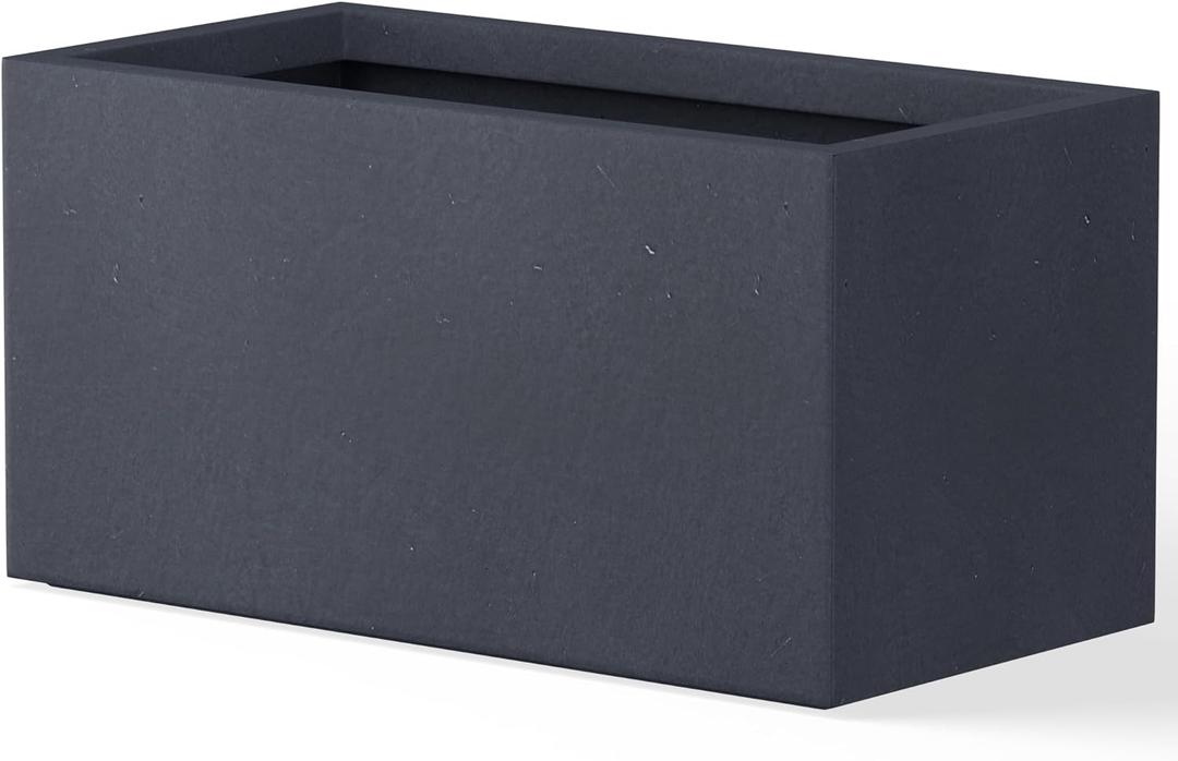 Kante 23.2" L Long Rectangular Concrete Planter, Large Outdoor Indoor Garden Pots with Drainage Hole and Rubber Plug, Charcoal
