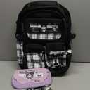 Anime Backpack for Women Men with 21Pcs Accessories New Semester Gifts Bag with Cute Pins ID Card Holder Animal Anti-Theft Backpack Travel Aesthetic Hiking Daypacks E