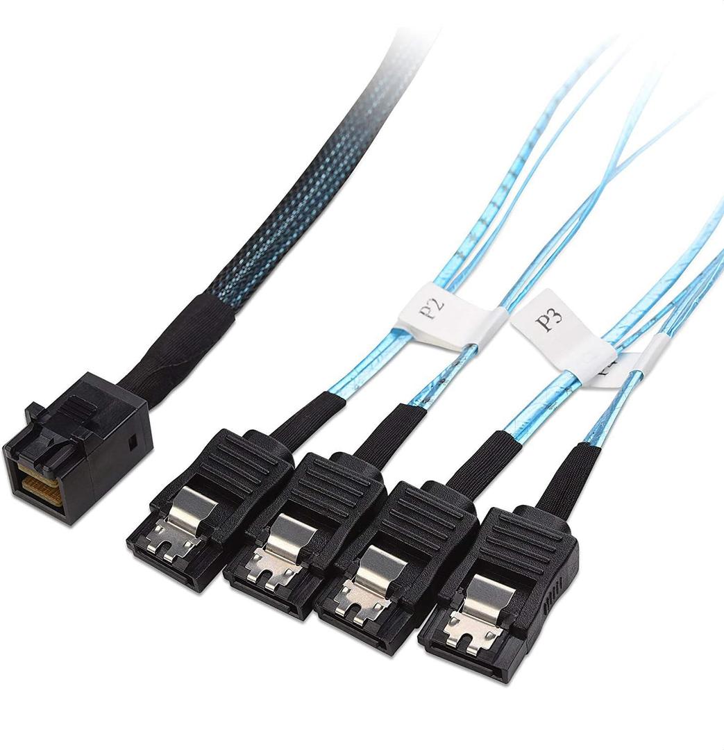 Cable Matters Internal Mini SAS HD to SATA Cable 3.3 Feet, 1m (SFF-8643 to SATA Forward Breakout)