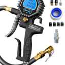 GERCHWAY Digital Tire Pressure Gauge with Inflator (3-200 PSI), Heavy Duty Air Chuck and Compressor Accessories with Swivel Air Chuck, Longer Hose, Large Display (0.1 Res)
