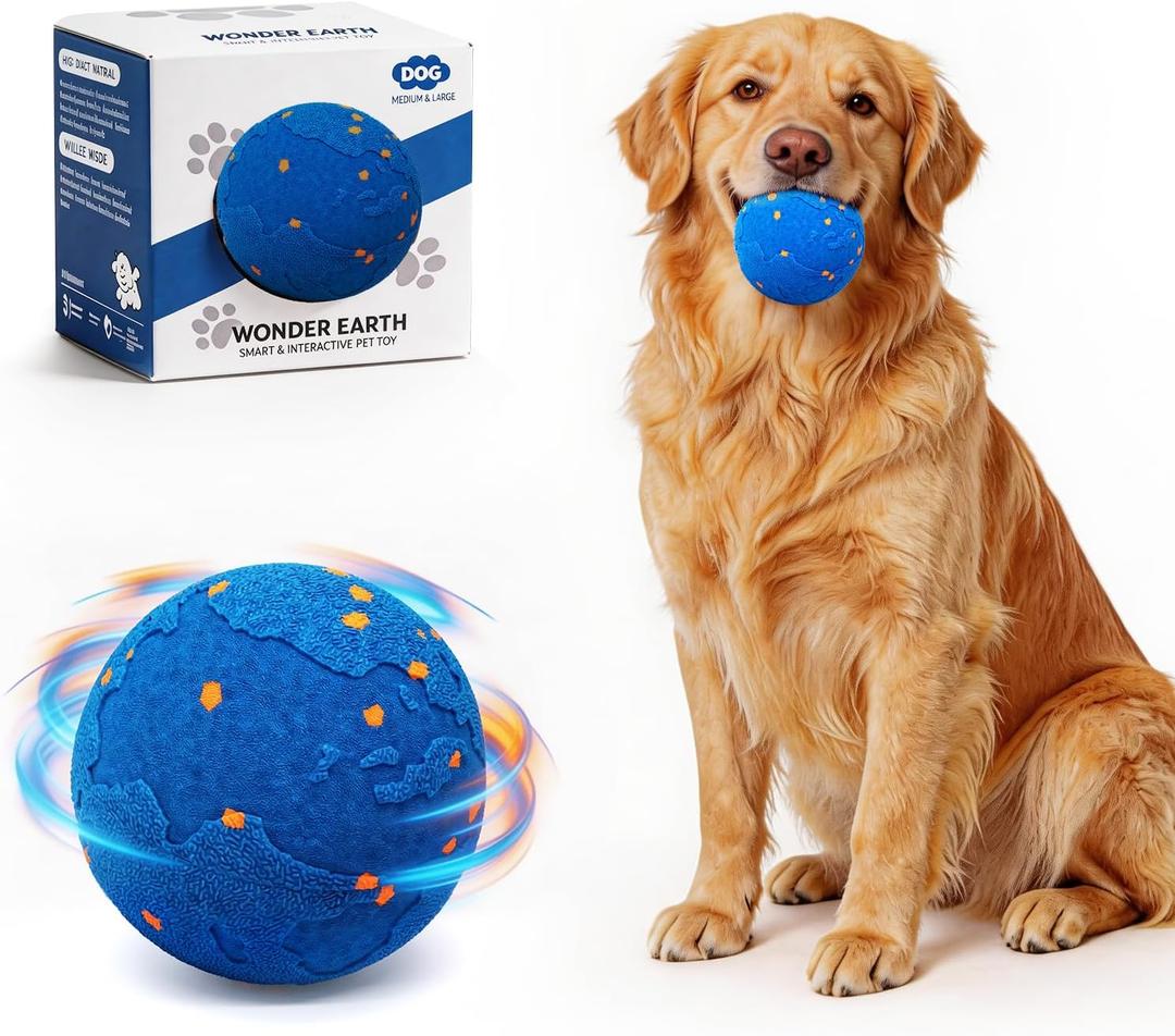 Interactive Dog Ball, Pet Toy Balls Automatic Moving & Bouncing Toys for Small Medium Large Dogs, Solid E-TPU & IPX7 Waterproof, Active Rolling Puppy Toy for Exercise and Boredom Relief(Blue)