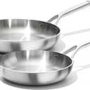 OXO Mira Tri-Ply Stainless Steel, 8" and 10" Frying Pan Skillet Set, Induction, Multi Clad, Dishwasher and Metal Utensil Safe