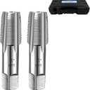 2-Piece NPT Pipe Tap Set, 1" NPT Tap Set Carbon Steel Hand Threading Plumbing Tap Set for Accurate Threads, Assorted Plumbers Mechanics DIY Thread cutting tools (2 Pcs 1")
