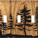 Farmhouse Brown Pine Tree Wood Grain Triple Toggle Light Switch Plates Outlet Covers Rustic Country Decorative 3 Gang Wall Plate Switchplate for Bathroom Home Decor Accessories