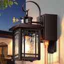 Porch Light with GFCI Outlet, Motion Sensor Outdoor Wall Light Wall Mount, Oil Rubbed Bronze Exterior Lighting Fixtures, Outdoor Sconce Light Wall Lantern, Exterior Garage Lights for Coach