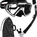 Aegend Snorkeling Gear for Adults Youth Kids, Snorkel Mask with Top Dry Valve - Panoramic View Anti-Leak and Anti-Fog with Mesh Bag for Snorkeling, Scuba Diving, Freediving & Swimming (Silver)