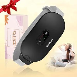 Portable Cordless Heating Pad Cramps:COSYGLOW 6 Heat Levels 6 Massage Modes, 3S Fast Heating,Period Menstrual Electric Heating Pad for Back Pain Relief,Gifts for Women and Girls(Black)