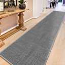 16ft Jute Hallway Rug Runner, Rubber Backed Extra Long Carpet Runner Mats for Hallway, Machine Washable Indoor Entryway Runner Rug, Grey