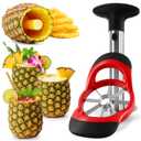 Pineapple Corer and Slicer Tool  Stainless Steel Pineapple Peeler Tool with Reinforced Thick Blade for Effortless Slicing  Core Remover and Cutter for Diced Fresh Rings, Black Handle, Easy to Clean