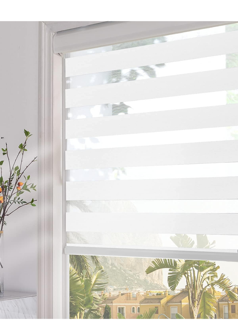 Persilux white Cordless/Corded Zebra Blinds for Windows Shades Light Filtering Roller Blinds & Shades  Size 34W