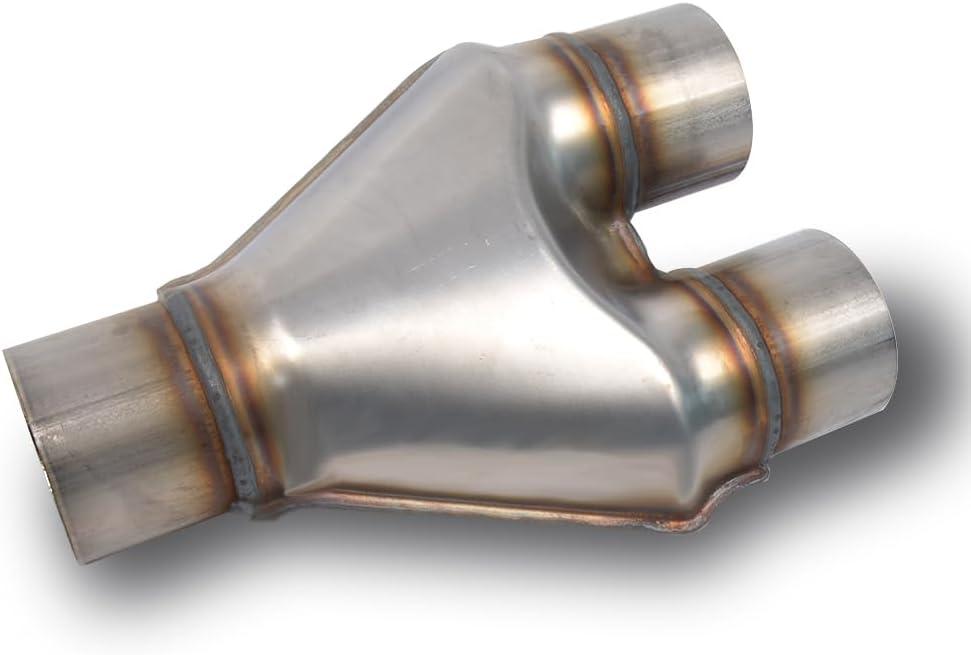 ID 2.5" Exhaust Y-Pipe Adapter, T409 Stainless Steel 2-1/2 Inch Dual to Single Y Pipe Connector, 10" Overall Length