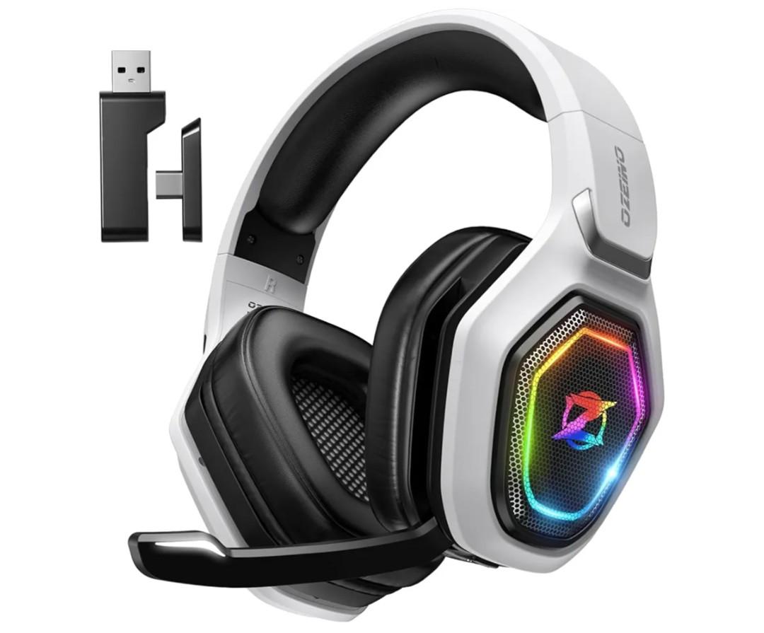Ozeino 2.4GHz Wireless Gaming Headset for PC, Ps5, Ps4 - Lossless Audio USB & Type-C Ultra Stable Gaming Headphones with Flip Microphone, 40-Hr Battery Gamer Headset for Switch, Laptop, Mobile, Mac
