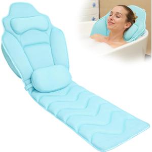 Full Body Bath Pillow for Bathtub - Extra Long 61 Bath Pillows for Tub, Ergonomic 4D Air Mesh Tub Pillow with Head, Neck & Lumbar Support, Bathtub Pillow Spa Cushion with Non-Slip Suction Cups