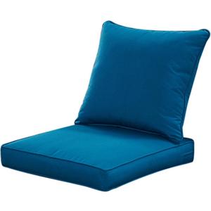 QILLOWAY Outdoor/Indoor Deep Seat Cushions for Patio Furniture, All Weather Lawn Chair Cushion 24 x 24 inch 1 Set (Peacock Blue)