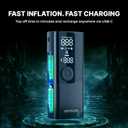 Airmoto Tire Inflator Portable Air Compressor - Air Pump For Car Tires with Digital Pressure Gauge, LED Light and Auto Shut-Off Function - Cordless Pump for Car, Motorcycle, Bicycle, Ball
