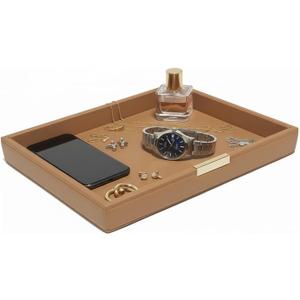 Leather Storage Tray for Men and Women - Vanity Tray for Bathroom, Bedroom, and Dresser Table - Decorative Storage Box Leather Valet Tray Catchall Tray for Watch, Jewelry, Perfume