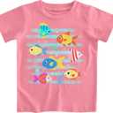 RAISEVERN Girls Clothes Cute Graphic Shirts Kids Short Sleeve T-Shirt Ocean Tee Tops Outifits (Pink) 3-4T