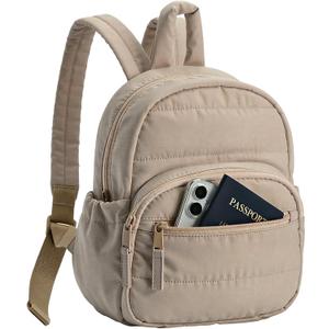 Backpack for Women, Mini Backpack with Quilted Design and Adjustable Straps, Large Capacity Multi Compartment, Lightweight Comfort for Work Travel Outdoor Gym Hiking, Bookbag for Women(camel)