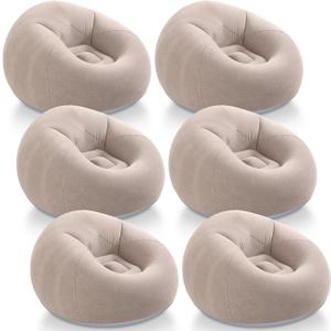 Realspring Inflatable Bean Bag Chairs Outdoor Blow up Camping Chairs Inflatable Lazy Sofa Folding Portable Bean Bag Loungers Couch for Movie Night(Coffee,6 Pcs)