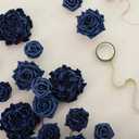 Ling's moment Artificial Flowers Fake Roses Faux Foam Peony Combo for DIY Wedding Bouquets Centerpieces Arrangements Bridal Shower Party Home Decorations, Navy Blue, 24pcs