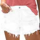 onlypuff Women's Ripped Mid Waisted Denim Shorts with Pockets (Medium)