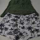 Tempt Me Two Piece Tankini Swimsuits for Women Tummy Control Bathing Suit with Shorts Athletic Two Side Pockets Swimwear (Large, Green Leaves)