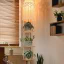 ANROYE 3-Tier Macrame Hanging Lamp Shelf, Boho Woven Corner Pendant Light Shade Plant Shelves with Plug Cord, Bohemian Hanging Bedside Ceiling Light Fixture, Farmhouse Decor for Bedroom Women Gift