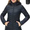 ANOTHER CHOICE Women Puffer Jacket Hooded Warm Lightweight Packable Quilted Puffer Coat Outwear (Medium, Black)