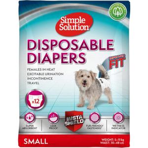 Simple Solution Disposable Dog Diapers, Female Dog Diapers, Puppy Potty Training, Incontinence and Heat Cycle Protection, Large Diapers for Dogs, 1827 Inch Waist, 30 Count