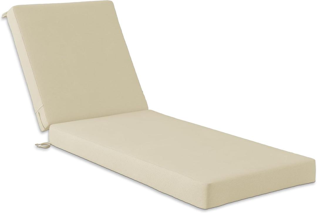 Codi Outdoor Lounge Chair Cushion, Chaise Cushions for Patio Furniture, Double Waterproof Fabric for Pool, 72 x 22.5 x 3.5 Inch 1PK Beige