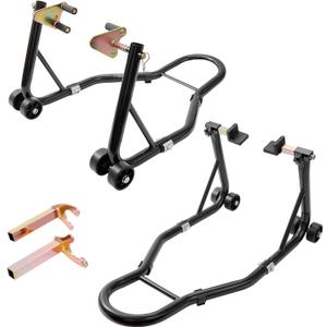 VEVOR Motorcycle Stand Lift 850lbs Front Rear Combo Stand Lift Stand Front Wheel Fork Stand Rear U+L Fork Swingarm Spool Stand Compatible with Most Yamaha Honda Kawasaki Suzuki Motorcycles Black