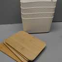 Ohmlove 4 Packs Storage Bins with Bamboo Lids - Plastic Storage Containers with Lids Stackable Storage Box：Storages Baskets for Organizing Desktop Closet Playroom Classroom Office,White