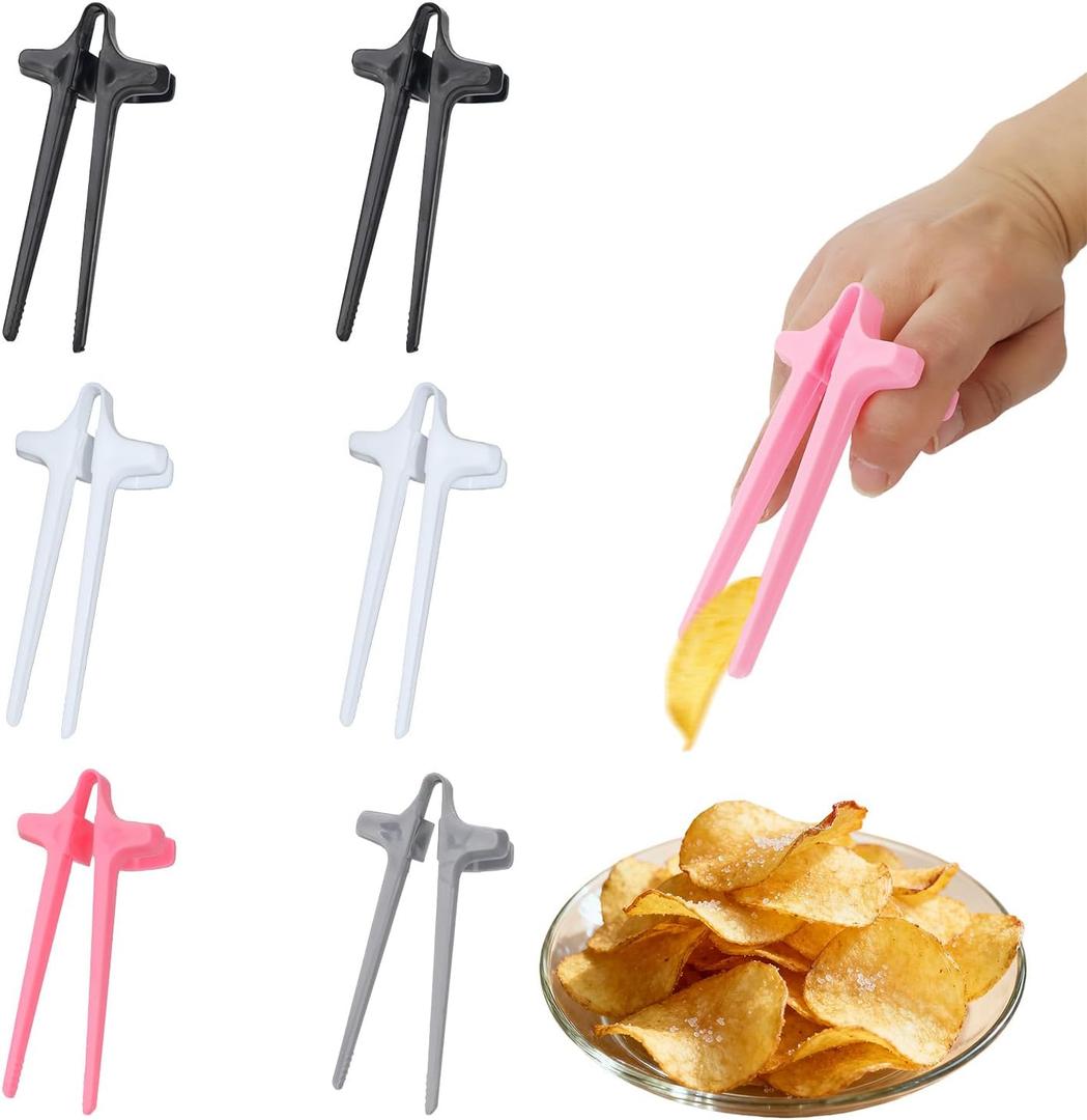 6 PCS Finger Chopsticks for Snacking - Snack Grabber & Chip Helper Tool Cute Wheat Straw Office Snack Chopsticks, Comfortable Grip for Clean Hands During Gaming