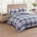 Tommy Hilfiger - Twin/Twin XL Comforter Set, Cotton Textured Bedding with Matching Sham, Medium Weight Bed Set, Oeko-TEX Certified (Waterbury Plaid Blue)