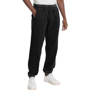 FAIABLE Heavyweight Fleece-Lined Joggers for Men, Winter Warm Washed Sweatpants Relaxed Fit Tapered Cuff & Drawstring Unisex (Black)