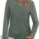 SAMPEEL Womens Sweaters Long Sleeve Shirts Fall Fashion 2025 Trendy Tops Ruched Outfits Winter Clothing