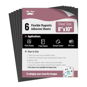 Mr. Pen- Adhesive Magnetic Sheets, 8" x 10", 6 Pack, Magnetic Sheet, Magnetic Paper, Magnet Paper Sheets, Magnetic Sheets with Adhesive Backing, Flexible Magnetic Sheet, Photo Magnets, Magnet Sheet