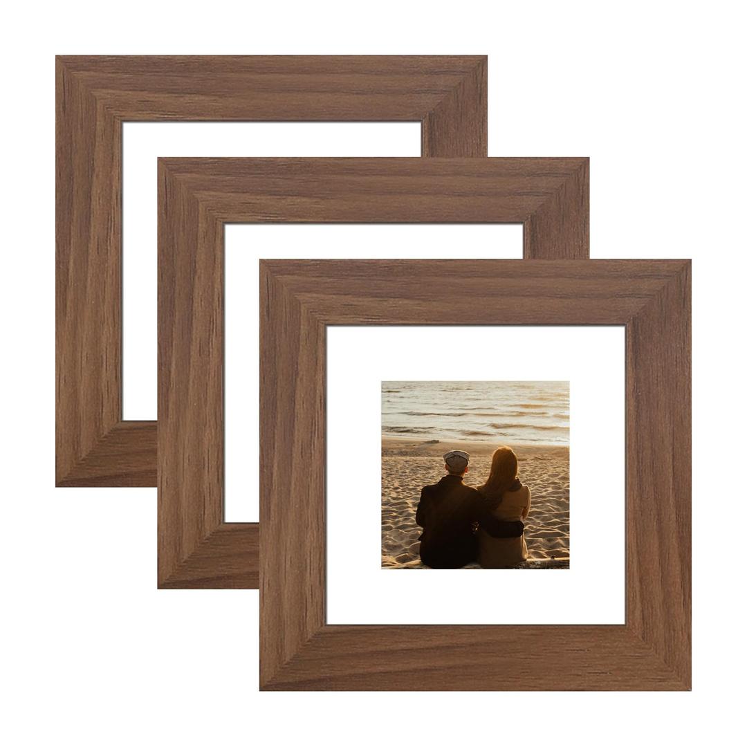 YESKAY 8.5x11 Picture Frame 3 Pack,Brown Wooden Frame with Tempered Glass,Display Pictures 6x8 with Mat or 8.5 x 11 Without Mat,8.5 by 11 Photo Frame for Wall or Tabletop