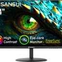 SANSUI Computer Monitor 24 inch Eye Care 1080P Display HDMI,VGA Ports with 178 Viewing Angle/Frame-Less/Tilt/VESA Compatible for Office and Home
