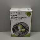 Over the Sink Expandable Dish Drainer Drying Rack In Stainless Steel for Small Kitchen, Counter Space Saving Modern Compact Metal Above Plate Dryer Strainer, Adjustable Hanging Inside Drain Holder (Silver)