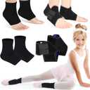 Tarpop Juego de 2 pares de tobilleras para nios, estabilizador de soporte de pie, protector de manga de tobillo de punto, calcetines de compresin para prevencin de lesiones (negro, L)