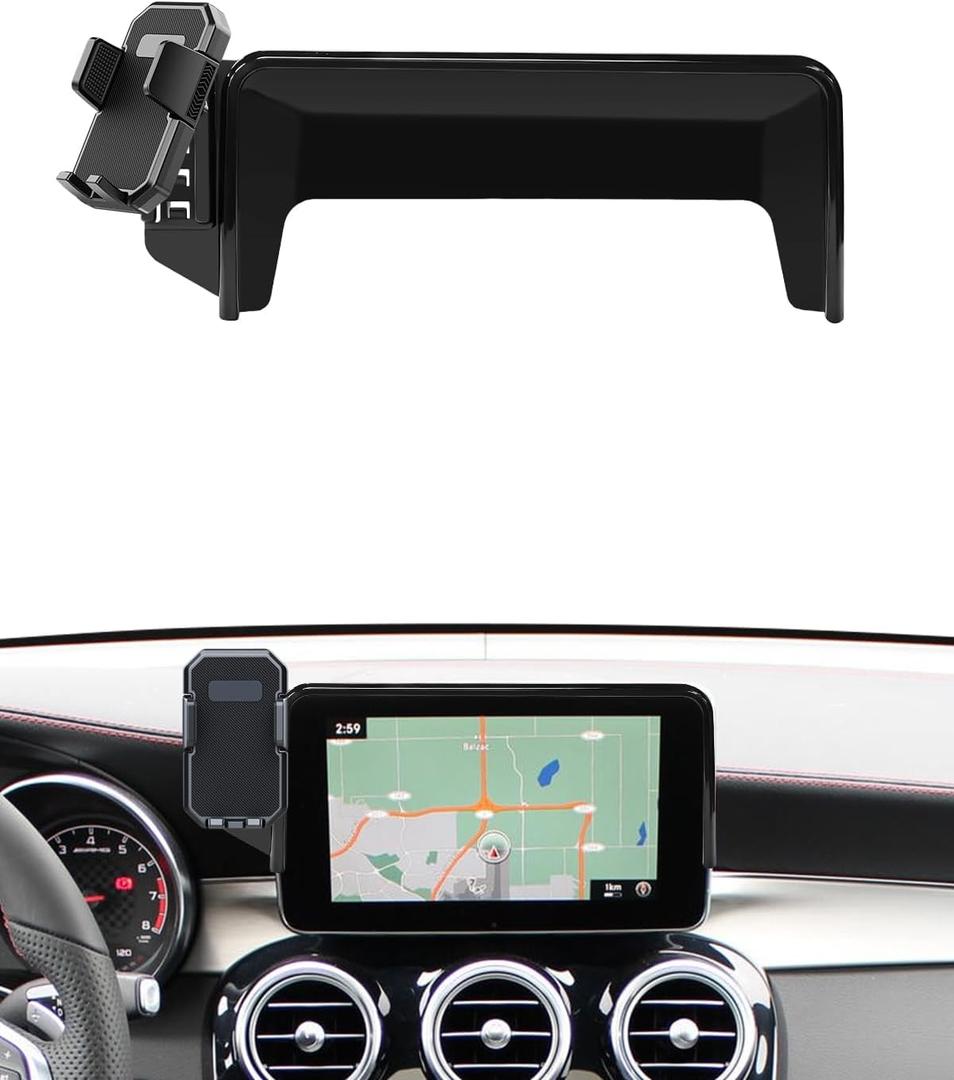 PZK Car Phone Holder for 2016-2019 Mercedes Benz GLC / 2015-2018 Mercedes Benz C-Class Accessories 7-Inch Screen Fixed Clip Auto Lock Car Phone Mount 360 Rotation Fit iPhone & 4.0-7.0'' Smartphones