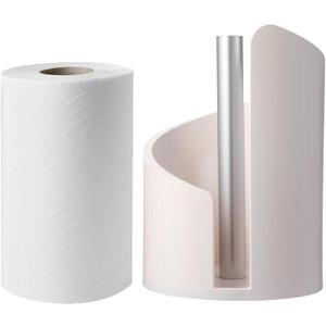 Paper Towel Holder Countertop with Wood Round Base and Iron Holder,Holds Mega Roll,Holder Stand for Kitchen Roll Organize,Wooden Paper Towel Holder for Kitchen Dining Table Home Decor