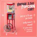 Nostalgia Popcorn Maker Machine - Professional Cart With 2.5 Oz Kettle Makes Up to 10 Cups - Vintage Popcorn Machine Movie Theater Style - Red & White