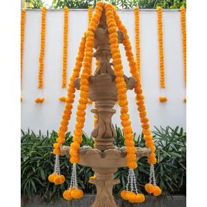 Marubhumi Artificial Marigold Flower Garland  5 Pcs, 5 Ft Each | Traditional Gulchadi Strings for Diwali, Wedding, Home & Festival Decoration (Option 1)